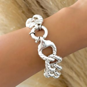 Pulsera Eslabones Inflados y Trenzados