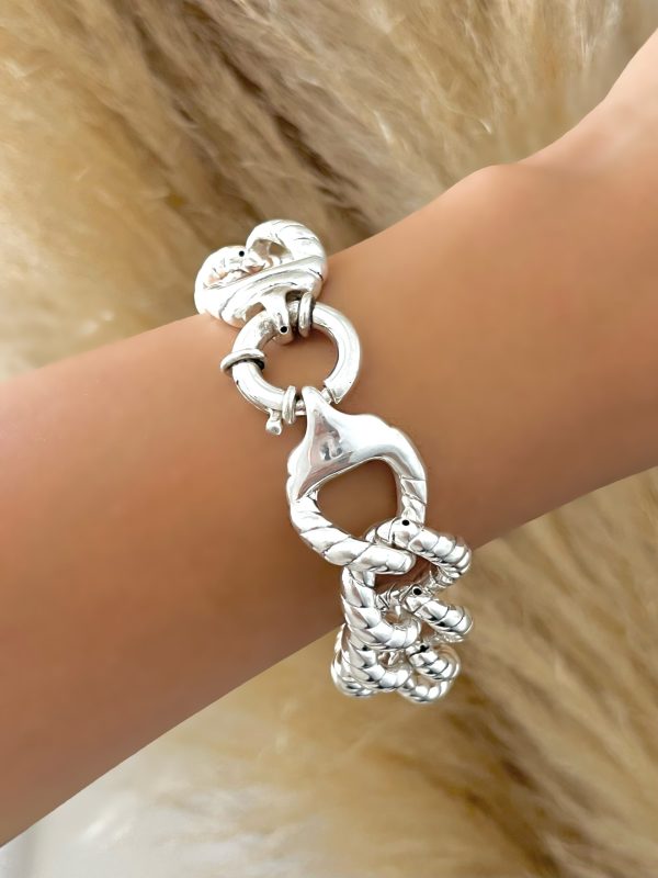 Pulsera Eslabones Inflados y Trenzados