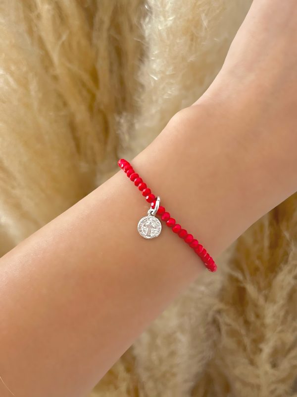 Pulsera Roja Medalla San Benito 4